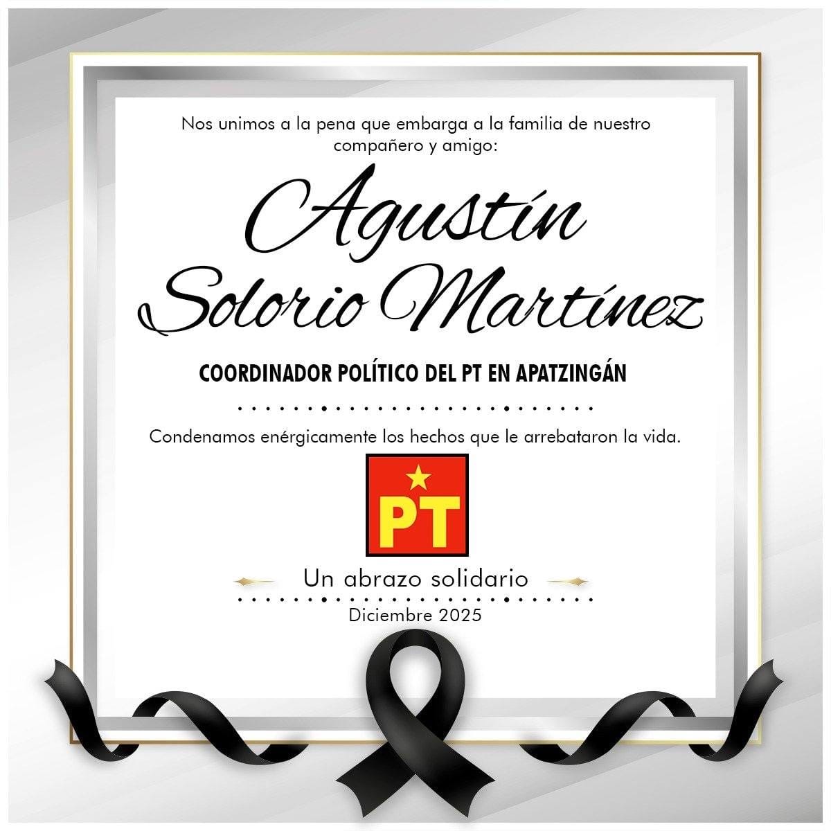 Hallan sin vida al dirigente del PT Agustín Solorio; investigación queda en manos de Guanajuato